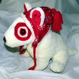 BullsEye the Target Mascot Dog Bull Terrier Plush Stuffed Dog  DHC Snowflake Hat